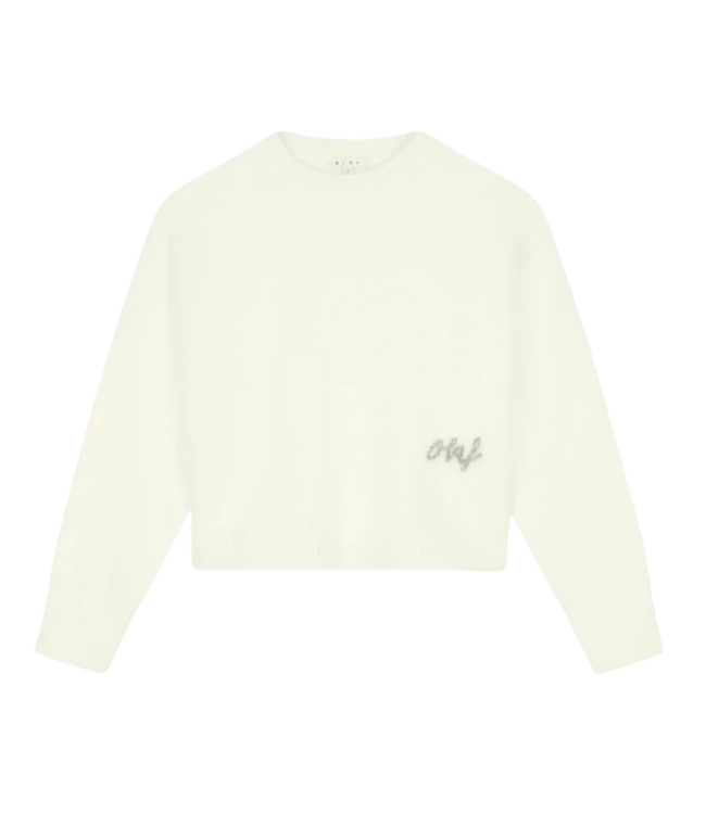 Fluffy Script Logo Knit Off White