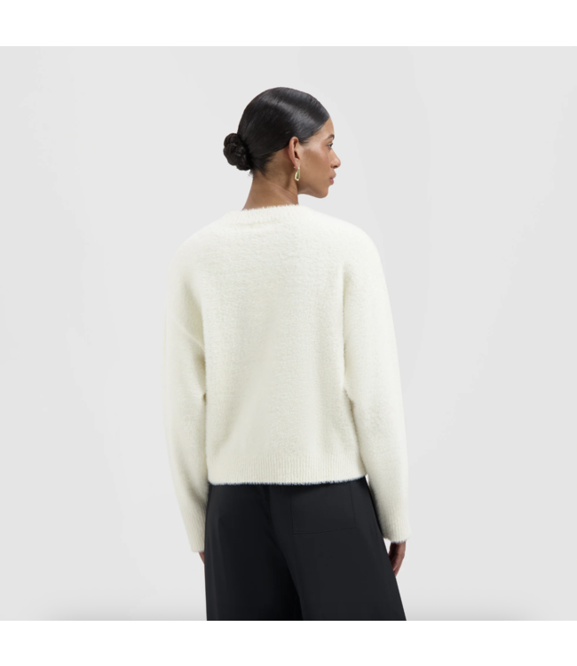 Fluffy Script Logo Knit Off White