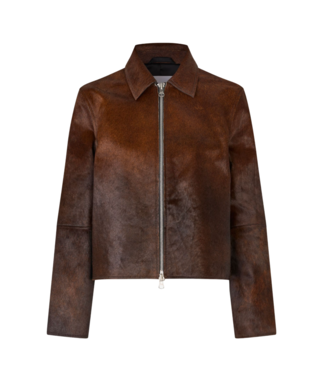 Samsoe Samsoe Salylo Leather Jacket Dark Brown Dip Dye