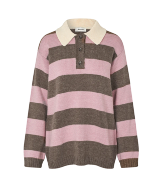 Modström Pelham Stripe Polo Lilac Chocolate