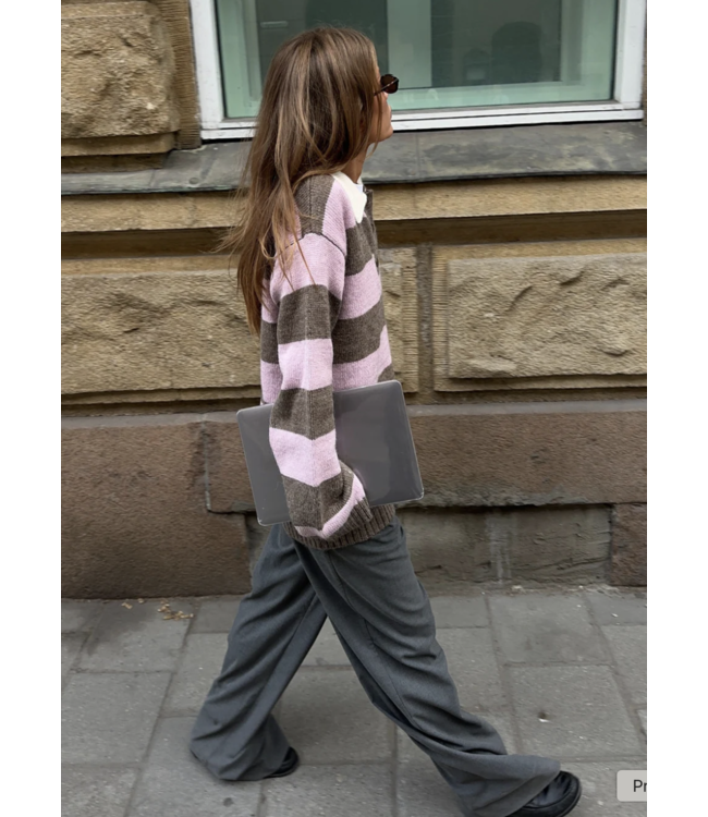 Pelham Stripe Polo Lilac Chocolate