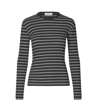 Modström Pil LS Stripe Tshirt Black White Stripe