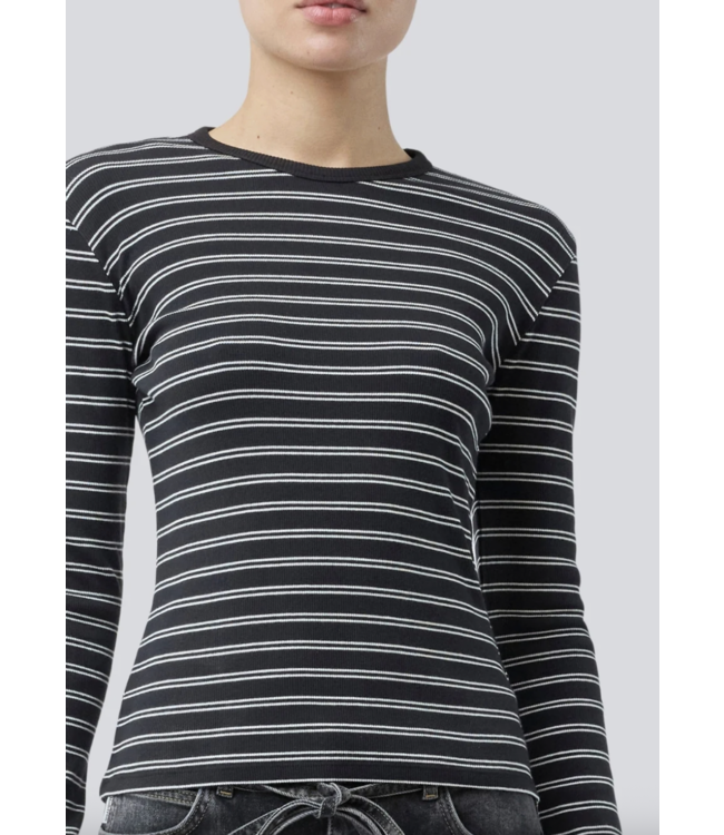 Pil LS Stripe Tshirt Black White Stripe