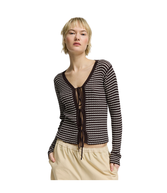 Finnley Knit Cardigan Brown Stripe
