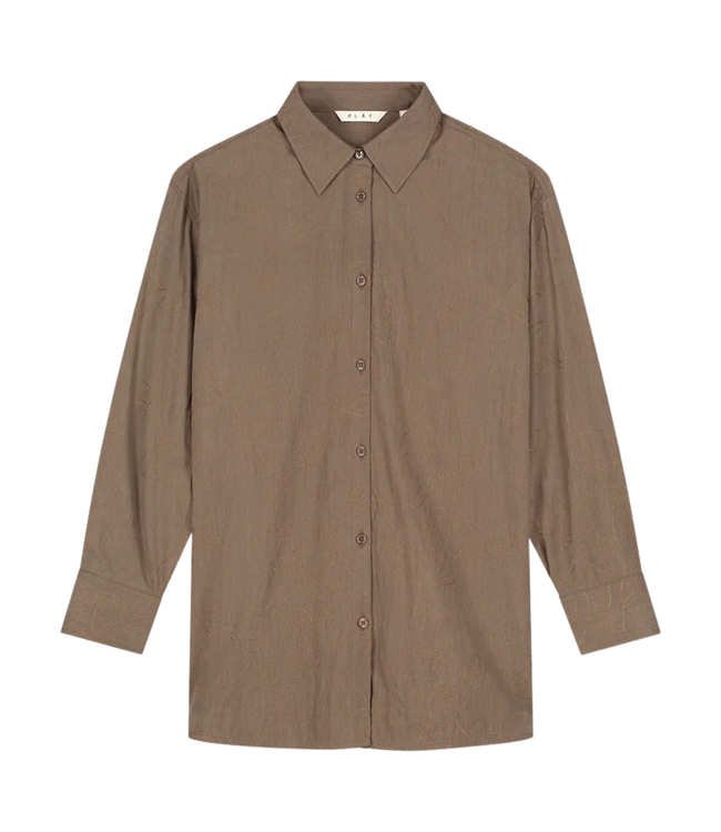 Monogram Embro Oversized Shirt Taupe