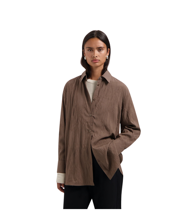 Monogram Embro Oversized Shirt Taupe