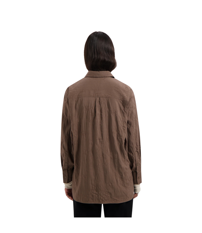 Monogram Embro Oversized Shirt Taupe - Size M
