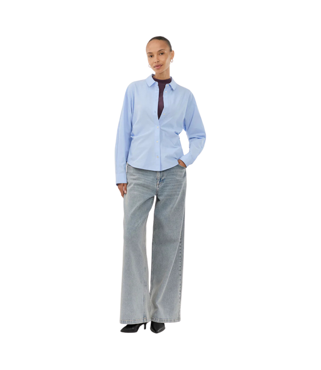 Isolde Solid Pants Blue Beige Wash