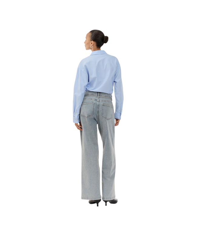 Isolde Solid Pants Blue Beige Wash
