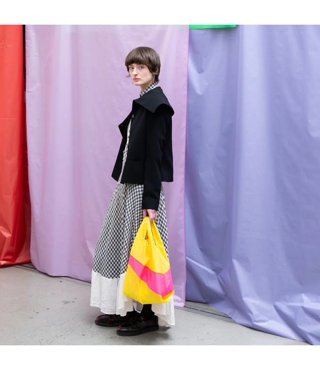 The New Shopping Bag TV Yellow&Flue Pink M