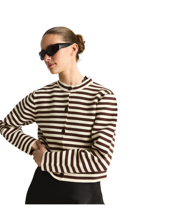 Kody Knit Cardigan Creme Stripe