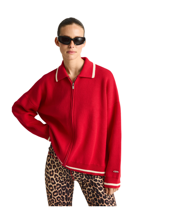 Keaton Knit Zip Red