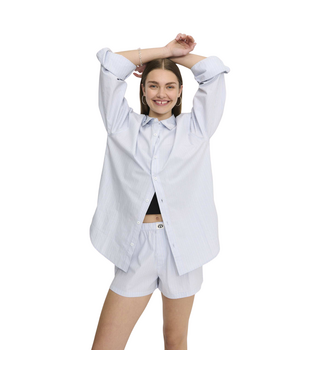 Organic Basics True Relaxed Poplin Shirt Bubble Bath Stripes