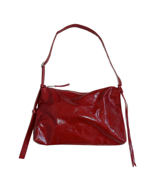 NONA Zip Pocket Bag Crushed Patent Ruby