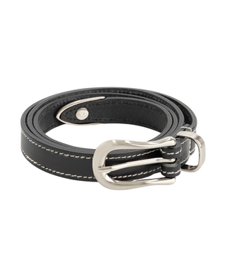 Olaf Contrast Stitch Leather Belt Black