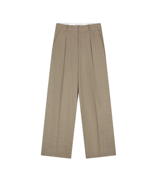 Olaf Linen Tailored Trousers Taupe - Size L