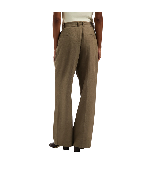 Linen Tailored Trousers Taupe - Size L