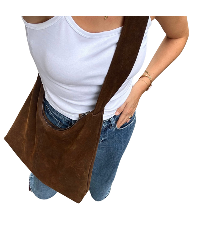 M Crossbody Bag Dark Brown Suede