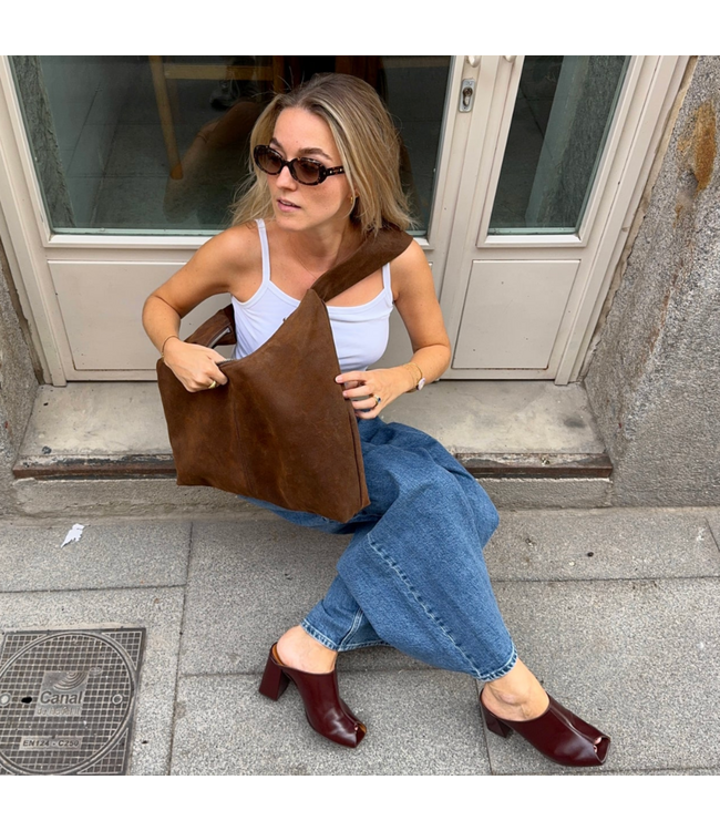 M Crossbody Bag Dark Brown Suede