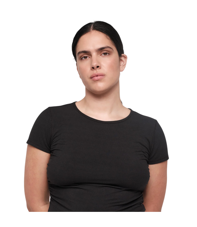 Active Rib Ruched Tee Black