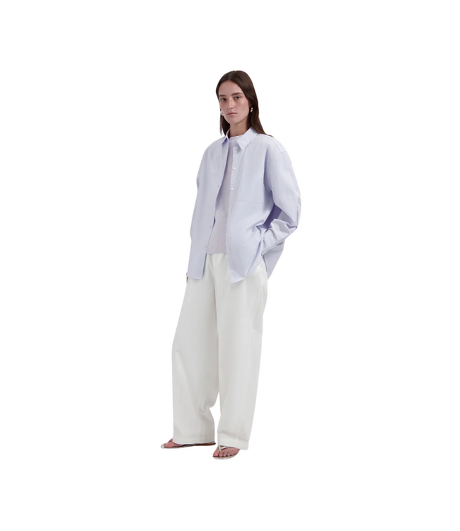 Stripe Oversized Shirt Off White Purple Heather