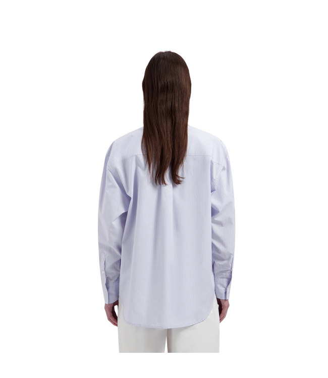 Stripe Oversized Shirt Off White Purple Heather