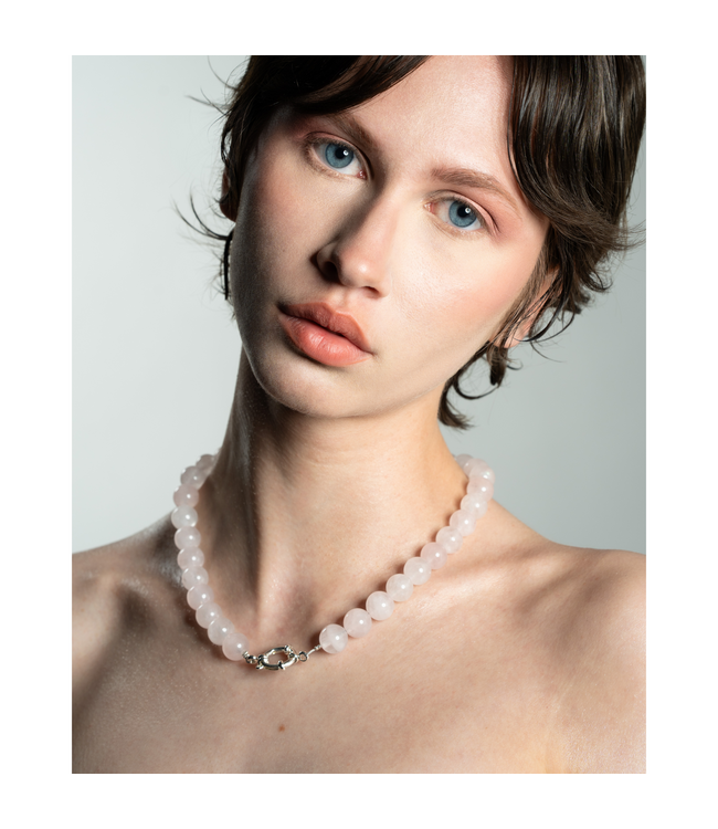 Rose Quartz Silver Necklace