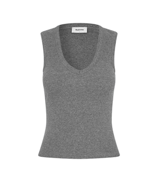 Modström Igor V-Neck Top Dark Grey Melange