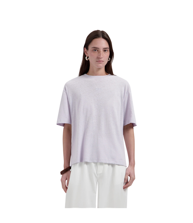 Retro Linen Boxy Tee Purple Heather