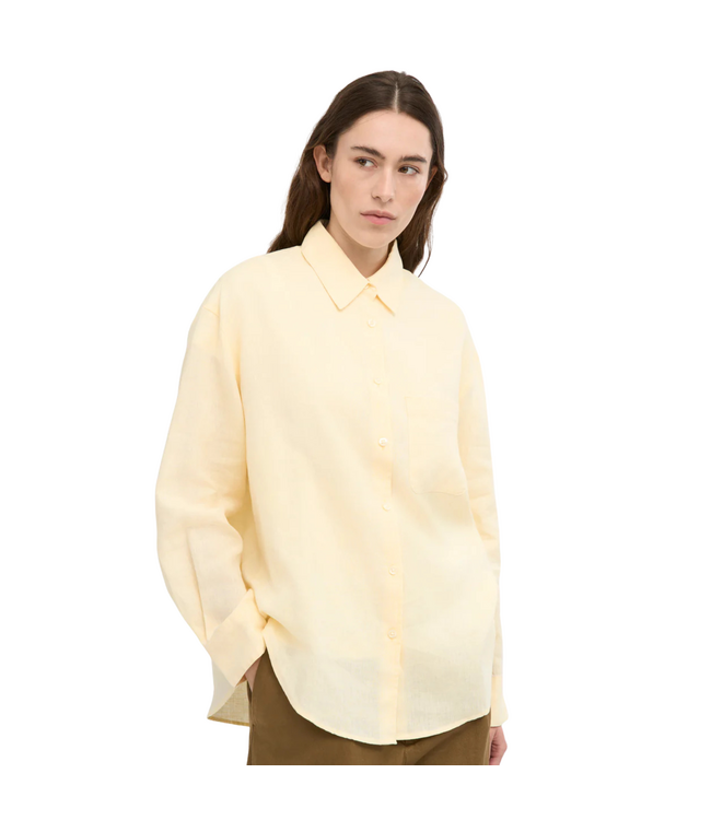 Linen Oversized Shirt Soft Yellow