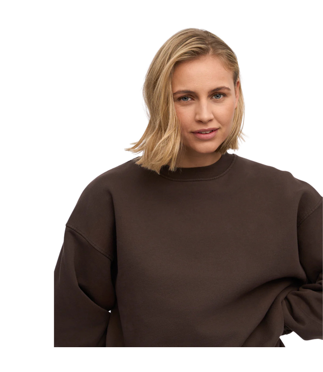 Organic Oversized Crew Coffee Brown