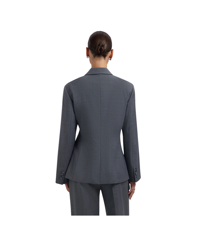 Wool Asymetric Blazer Sharkskin