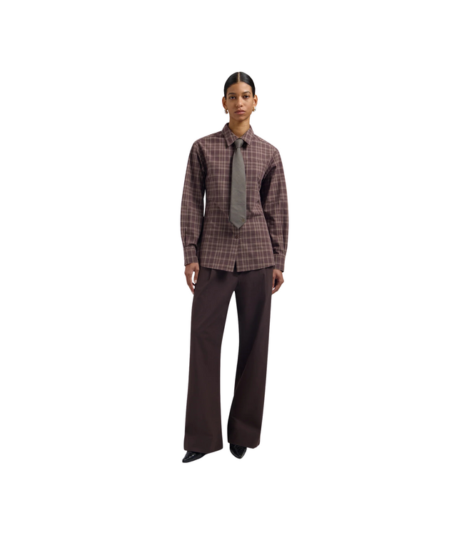 Checked Fitted Shirt Chocolate Plum