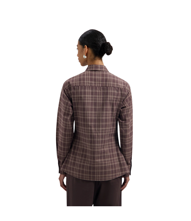 Checked Fitted Shirt Chocolate Plum