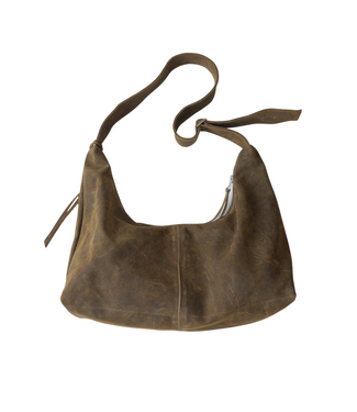 NONA Large Slouchy Bag Olive Suede