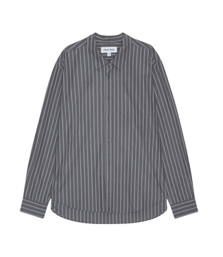 Organic Basics True Relaxed Poplin Shirt Pavement Stripe