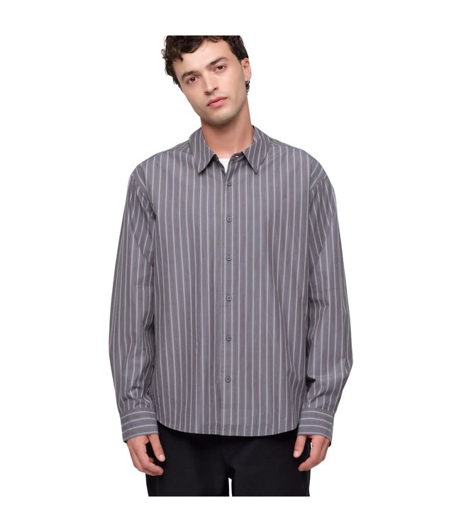 True Relaxed Poplin Shirt Pavement Stripe