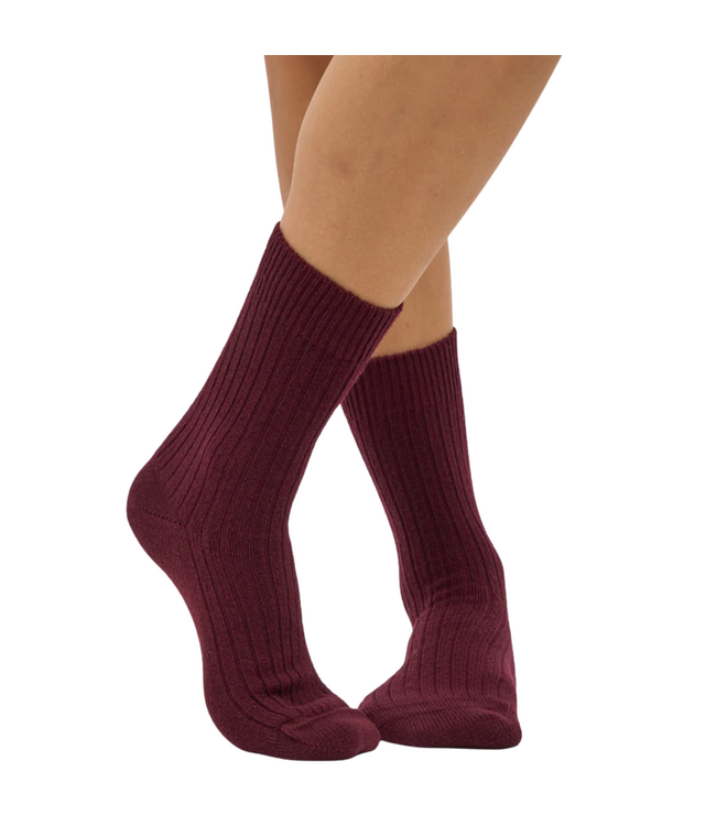 Merino Wool Blend Sock Oxblood Red