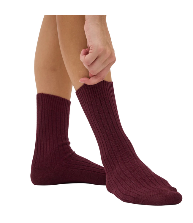 Merino Wool Blend Sock Oxblood Red