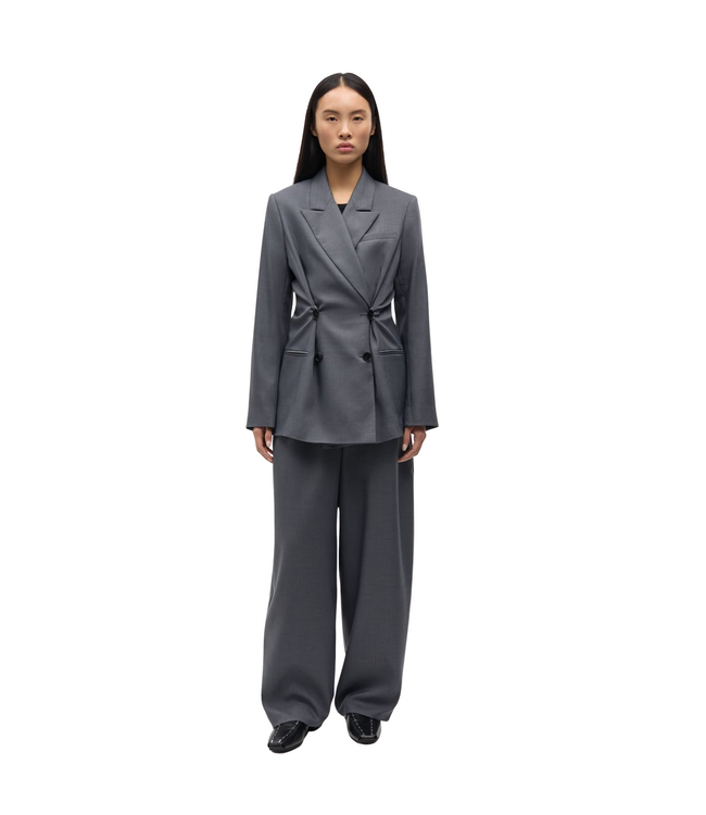 Saharper Pleat Trousers Dark Grey Mel