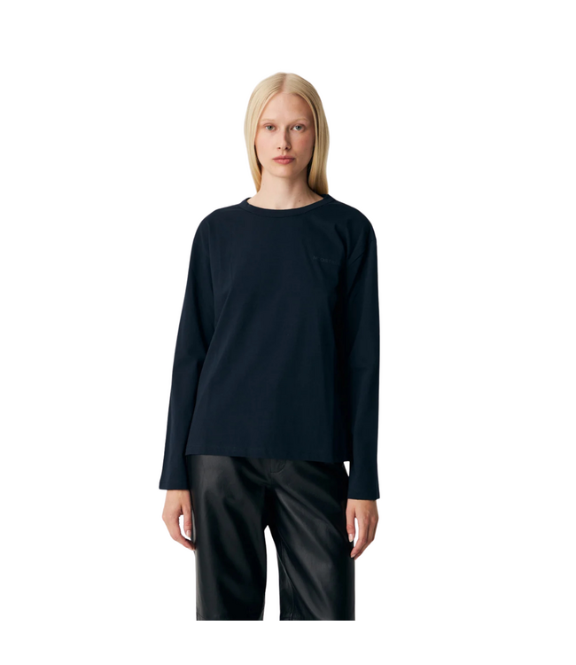 Hellen Logo LS T-Shirt Navy Sky