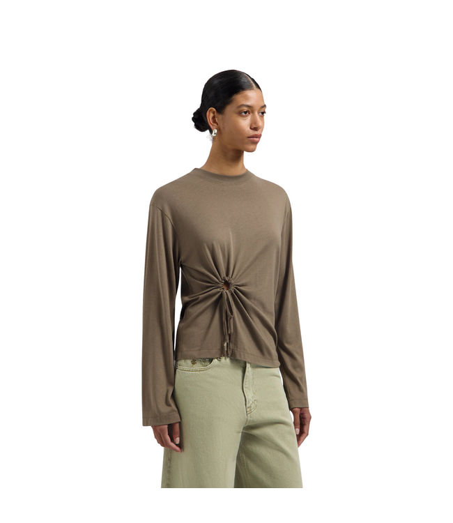 Tie Detail LS Top Chocolate Chip