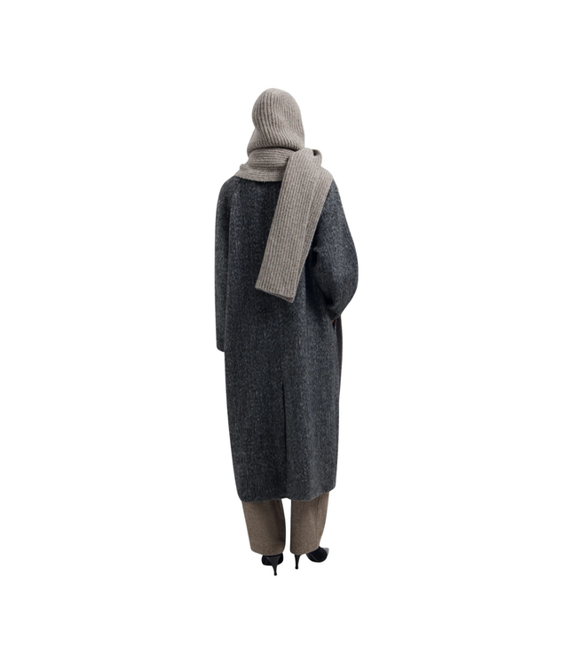 Wool Hooded Scarf Chocolate Chip