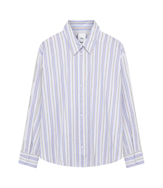 Won Hundred Lenoa Panel Stripe Shirt Micro Chip Grey Comb
