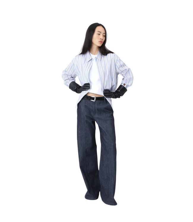 Lenoa Panel Stripe Shirt Micro Chip Grey Comb