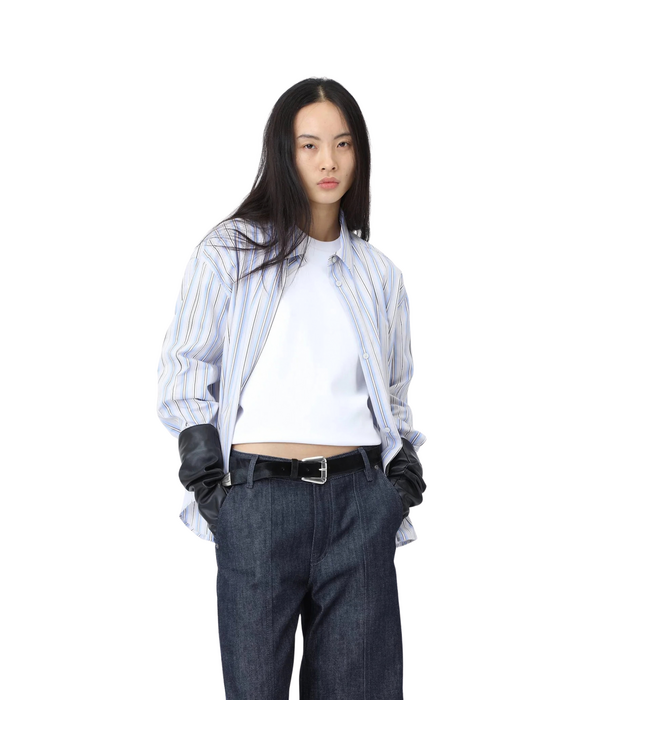 Lenoa Panel Stripe Shirt Micro Chip Grey Comb