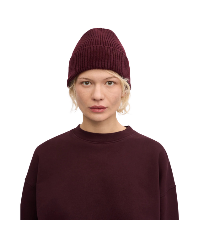 Merino Wool Beanie Oxblood Red