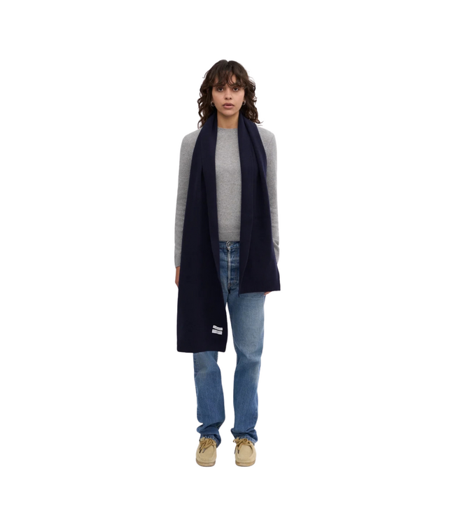 Merino Wool Scarf Navy Blue