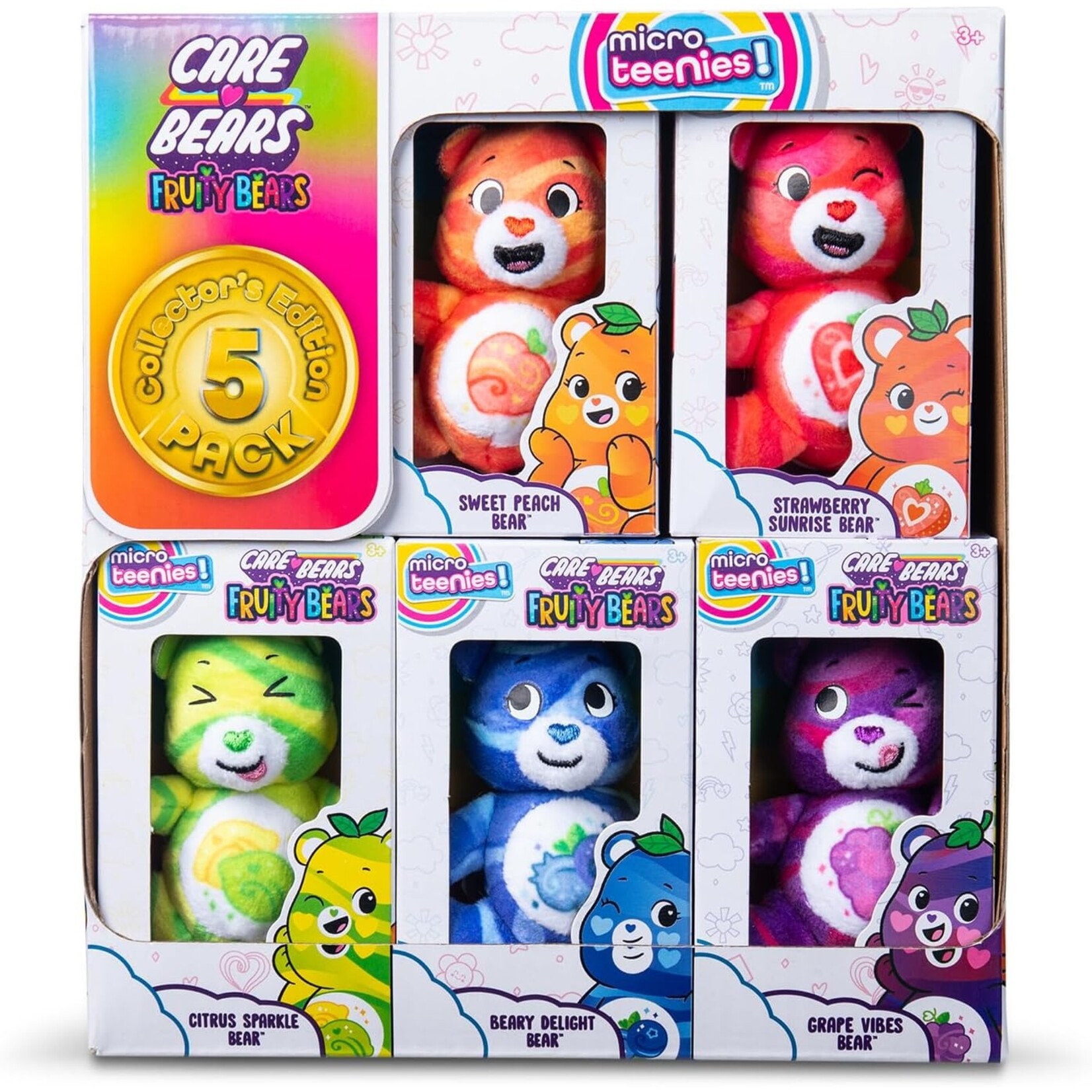 Troetelbeertjes Knuffels 5 pack mini’s  7,5 cm – Fruitbeertjes