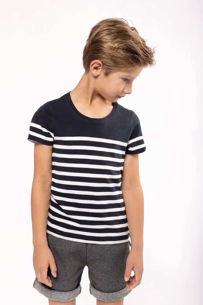 Kariban Eco-Friendly  Marine-t-shirt KIDS Wit-Navy Kariban Eco-Friendly  Marine-t-shirt KIDS Wit-Navy